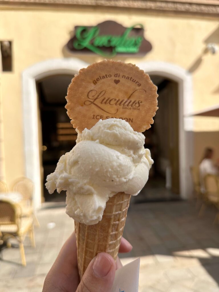 Vanilla ice cream from the "Luculus" ice cream parlour.