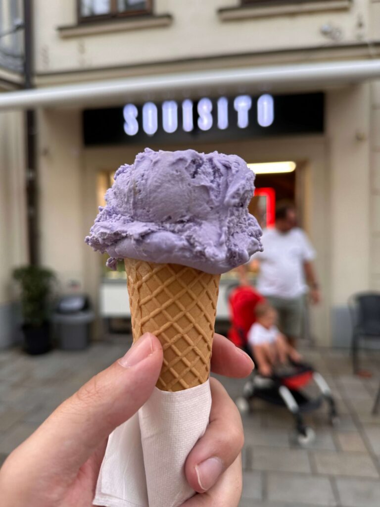 Lavender ice cream from the "Squisito" ice cream parlour.